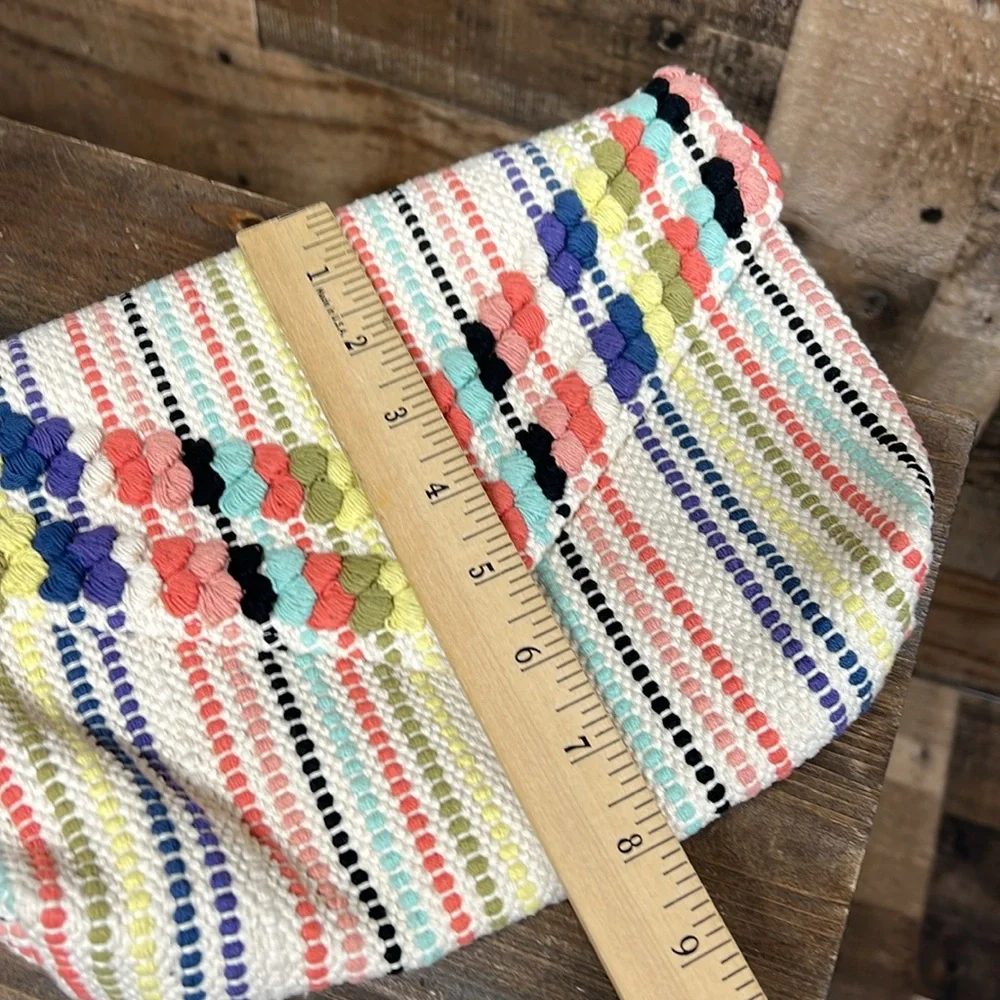 Lulu's Boho Beige Multi Striped‎ Woven Clutch